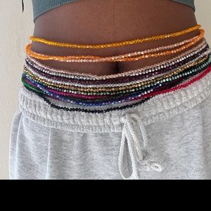 Crystal glass waist beads/African Waist beads/transparent faceted waist beads